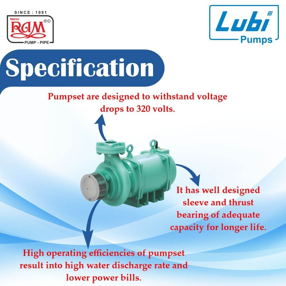 LUBI V9 Big Horizontal Openwell Submersible Pump (LHS) (CR) (CI + Copper)